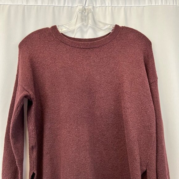 Loft Womens Ann Taylor Pullover Sweater Wine Long Sleeve Crew Neck Tight Knit S - Picture 2 of 10